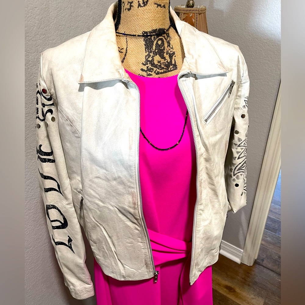 OOAK Rocker Leather Jacket Hand Painted